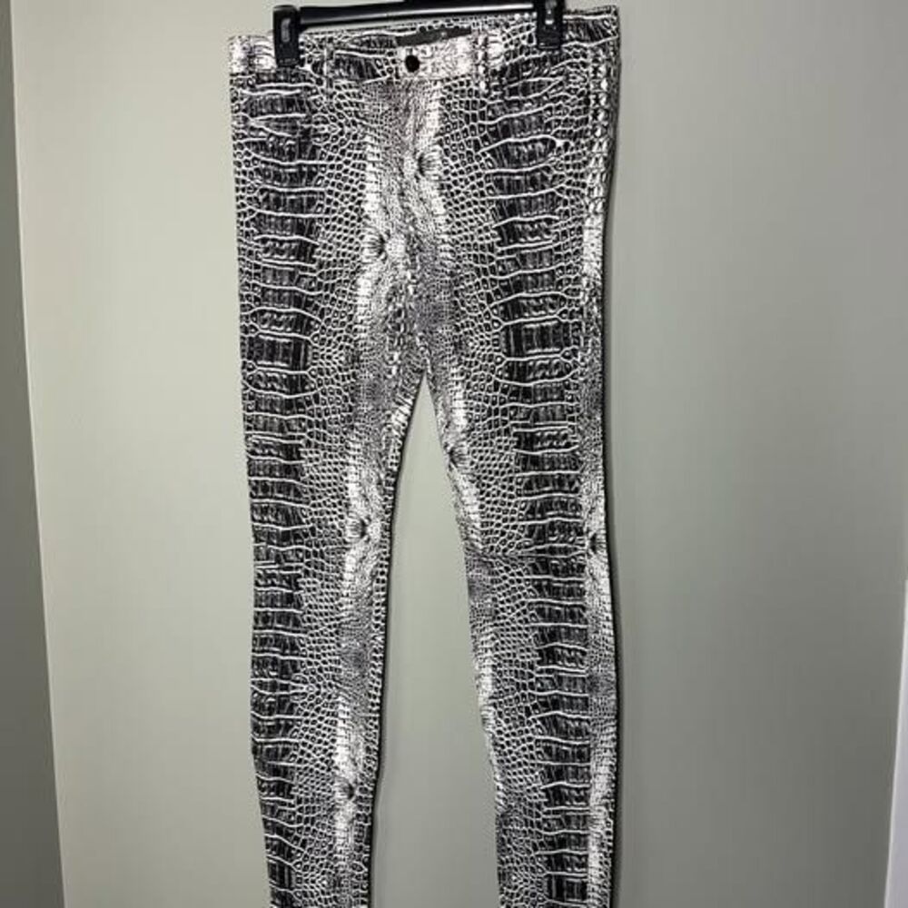 Joe's Jeans Size 30 Black White Crocodile Reptile Print Skinny Jeans